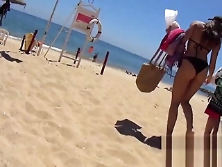 Amazing Teen Ass Close-up Bikini Voyeur Beach